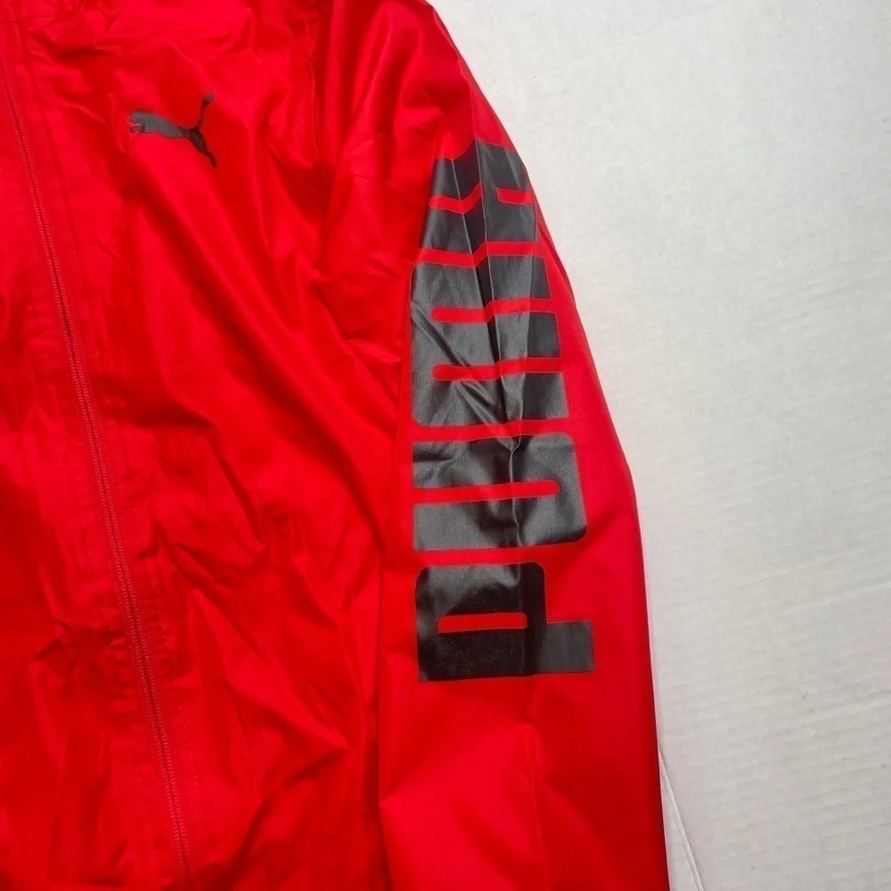 PUMA Youth Red Zip Up Hooded Athletic Windbreaker Jacket Size Large 14/16